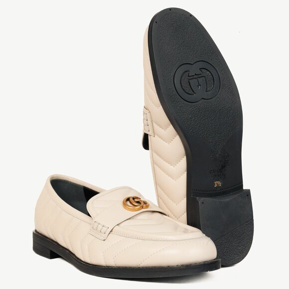 Gucci Marmont Cream GG Matelasse Leather Loafers - Picture 5 of 12